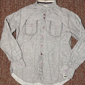 Fyasco gray button down long sleeve casual shirt street wear casual top loose